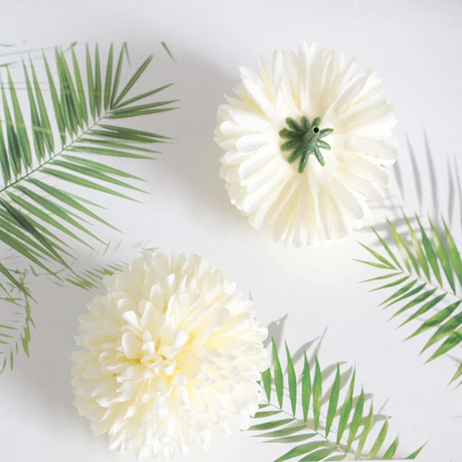 30 Pcs Artificial Chrysanthemums Heads Ball Flowers?Silk Chrysanthemum Ball Bouquet White Bouquets Hydrangea For Home Office Coffee House Parties And Wedding?Milk White?