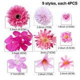 36Pcs Artificial Flower Heads Silk Faux Flower Head For Crafting Project Birthday Cake Blossom Garland Bouquets For Wedding Party Baby Shower Home Decoration (36, Pink)