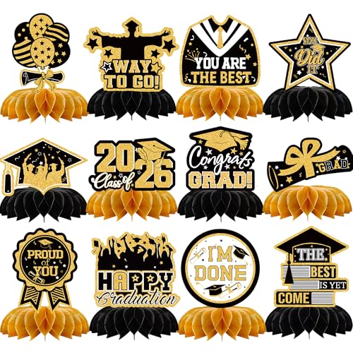 12PCS Graduation Decorations 2026, Graduation Centerpieces for Tables