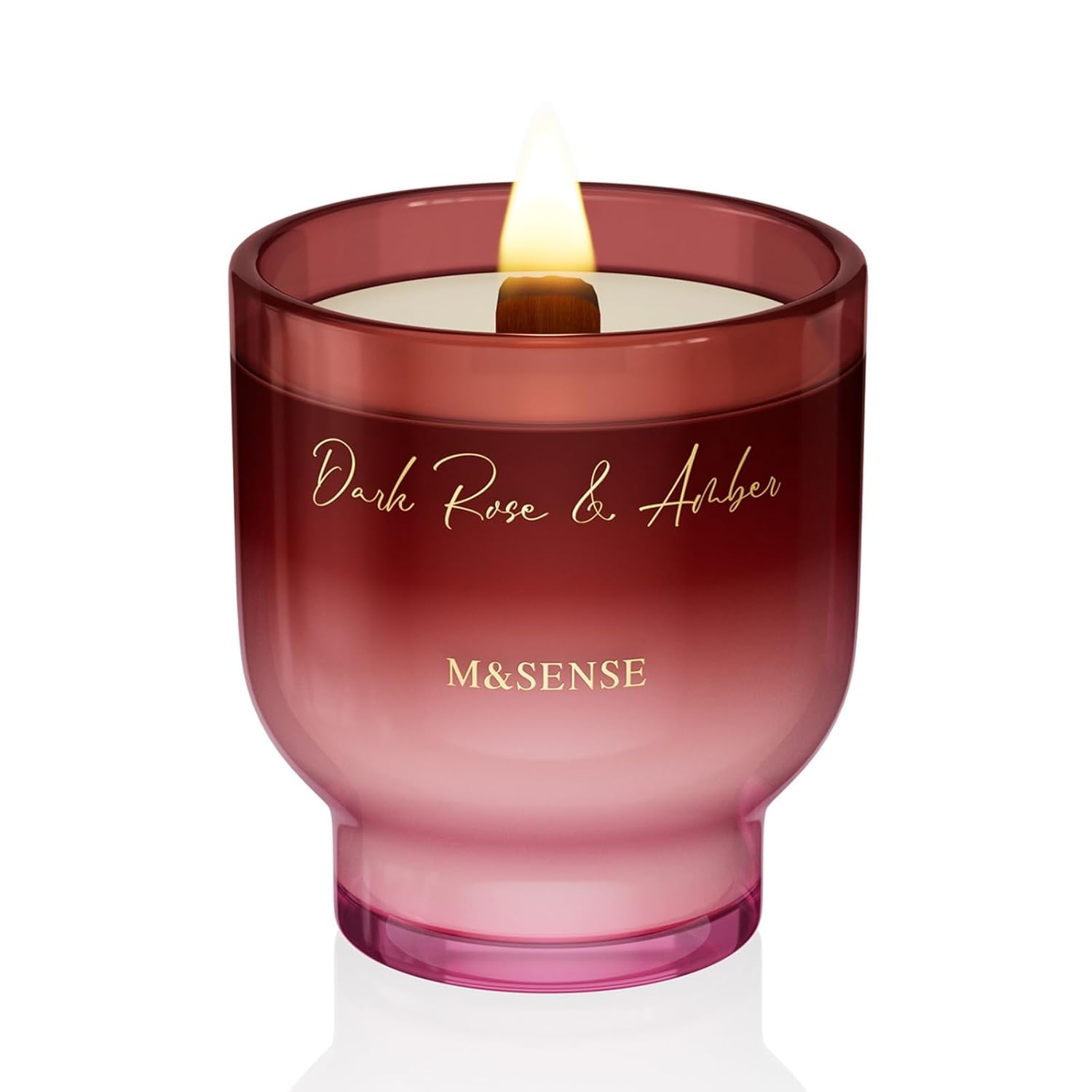 9.88Oz Natural Soy Wax Jar Candle With Wooden Wick | Dark Rose Amber Scent | 55-Hour Burn & Long-Lasting Burn | Housewarming Gift For Men And Women