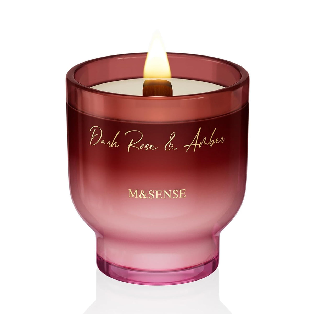 9.88Oz Natural Soy Wax Jar Candle With Wooden Wick | Dark Rose Amber Scent | 55-Hour Burn & Long-Lasting Burn | Housewarming Gift For Men And Women