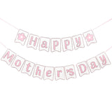 Happy Mothers Day Banner - Pre-assembled Mothers Day Decorations for Party, Mother's Day Best Mom Ever Flower Sign Bunting Garland for Home Fireplace Wall Office Photo Props Pink