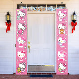 2Pcs Hello Cats Birthday Porch Sign Door Hanging Banner Birthday Party Supplies For Wall Decorations