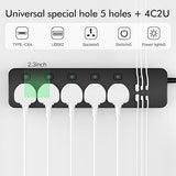 Universal Travel Power Strip with USB C Ports and 6ft Cord