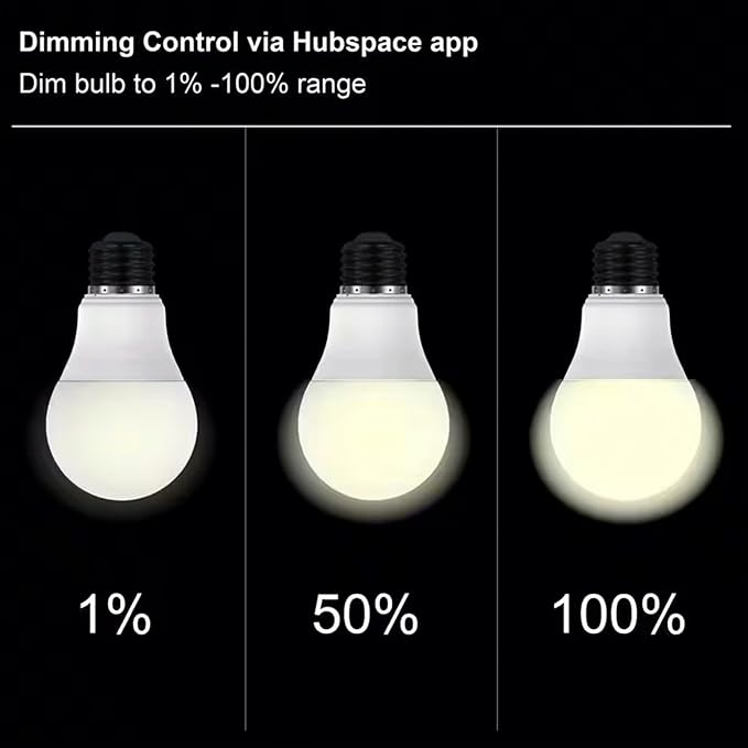 A19 Smart LED Bulb 60W WiFi Dimmable Color Changing Alexa Google Home Hubspace 1 Pack