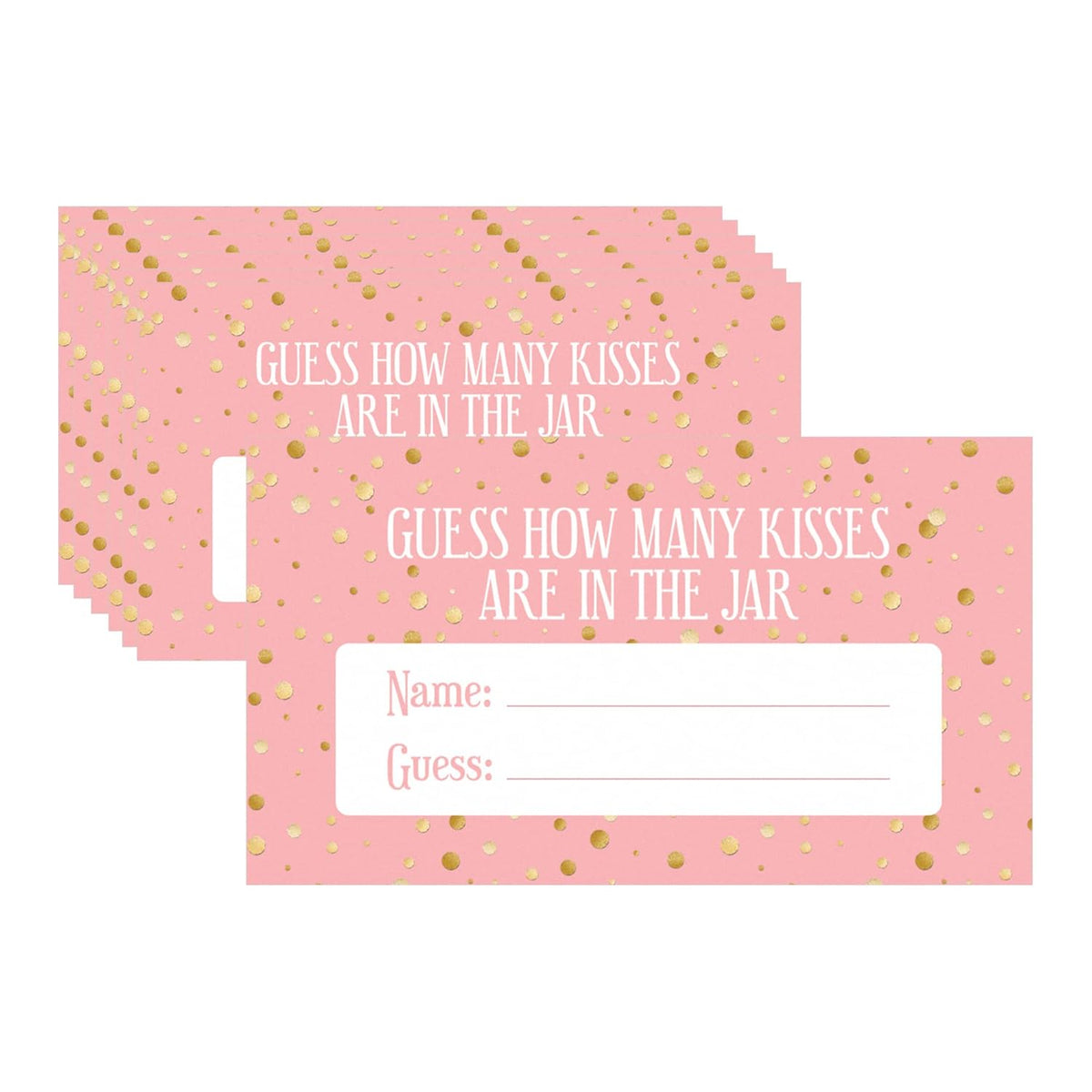How Many Kisses Baby Shower Game - Pink And Gold It'S A Girl Baby Shower Game (Extra Guessing Cards)
