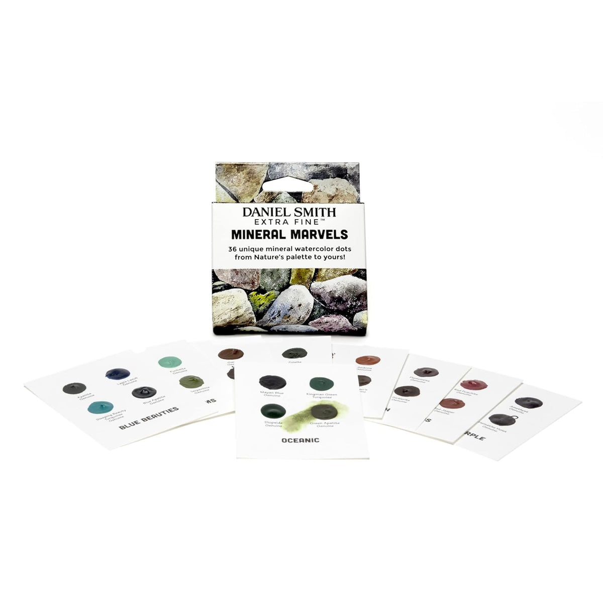 Daniel Smith 285900105 Transparent Watercolor Mini Watercolor Dot Card Box Set Mineral Marvel, 36 Colors, 9 Pieces
