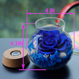 Preserved Real Roses With Colorful Mood Light Wishing Bottle, Eternal Rose?Never Withered Flowers, Table Decor,Christmas Anniversary Valentine'S, Blue 4.3Inch, 1Pcs
