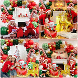 157pcs Christmas Balloon Arch Kit - Red White Green Gold Balloons, Candy Balloon, Cane Balloons, Sleigh Balloons, Elk Foil Balloons for Xmas Balloon Garland Kit Christmas Party Decorations