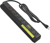 Heavy Duty 20A Surge Protector Power Strip 6 Outlets 4800J 12AWG 6FT Extension Cord