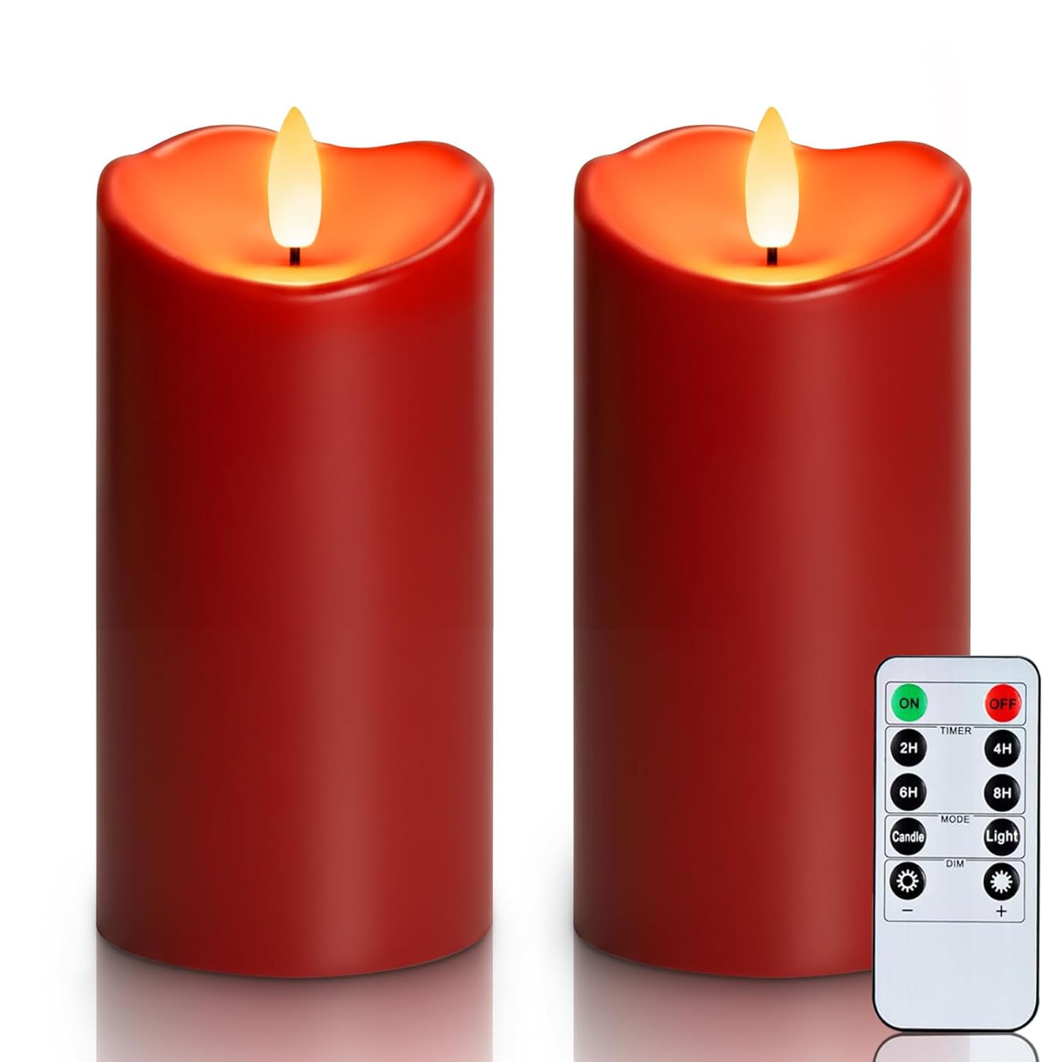 Burgundy Flameless Candles, Waterproof Flickering Candles, Outdoor Battery Operated Led Pillar Candles With Remote Timer, Electric Fake Plastic Candles, Red, Christmas Decor, 3" X 6"