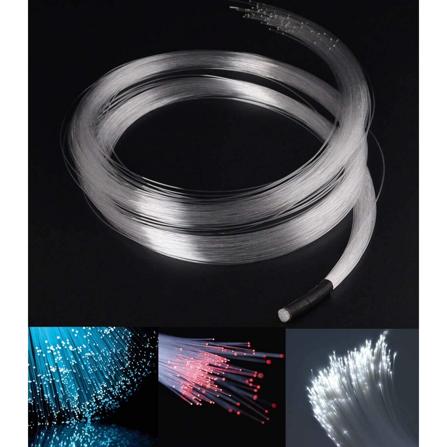 Pmma 50Pcs 0.03In 6.5Ft Plastic Fiber Optic Lights Cable Strands 0.75Mm 2Meter End Glow Fiber Strands Roll For Star Sky Ceiling All Kind Led Light Engine Driver Ceiling Decoration