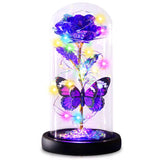 Valentines Day Purple Butterfly Rose Flower Gifts For Her, Romantic Galaxy Light Up Rose Flower In Glass Dome, Unique Valentine'S Gifts For Wife Girlfriend Mom Daughter Women Galentines Birthday