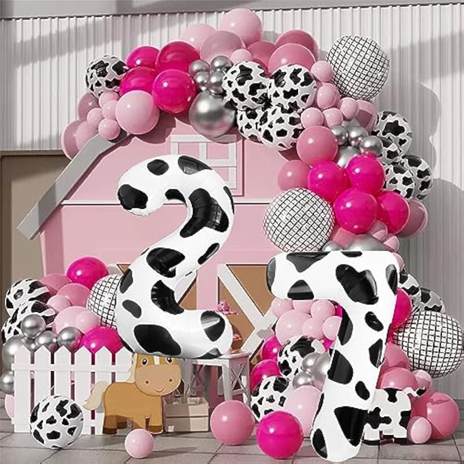 Cow Print Balloons 40 Inch Cow Print Number 2 Balloon Big Number 2 Balloon Moo Moo Im Two Birthday Decorations Cowgirl Theme Number Balloon For 2Nd Birthday Farm Barn Animal Party Decor