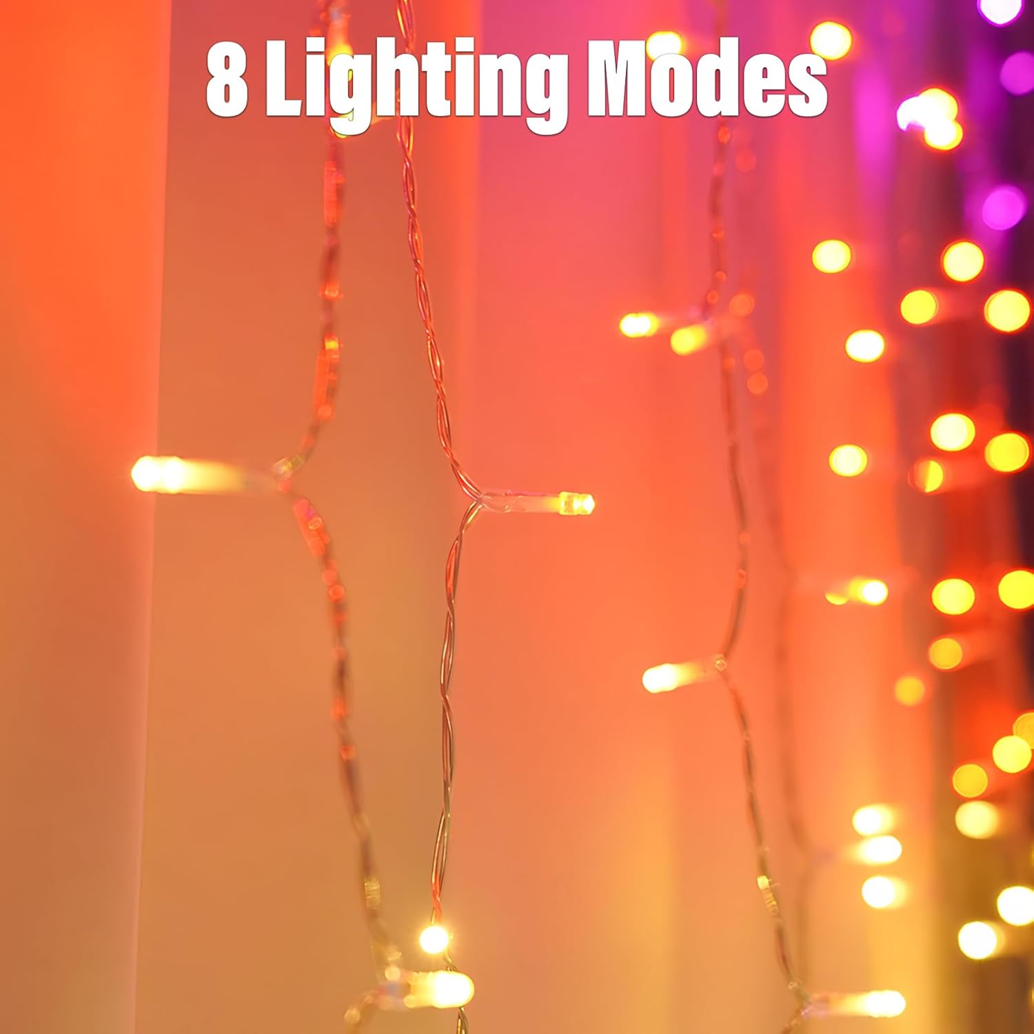 300 Led Curtain Lights, Outdoor And Indoor Christmas Fairy Lights, Waterproof Curtain String Light, 8 Flashing Modes For