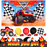 83 Pcs Truck Birthday Party Supplies – Includes Backdrop, 72 Balloons, Table Cover & Cupcake Toppers