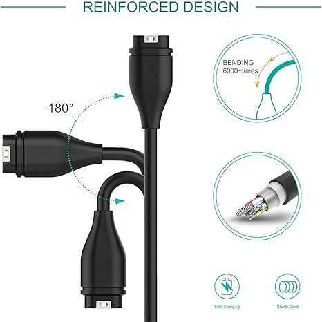 2 Pack Garmin Watch Charger Cable 3.3FT USB Charging Cord Compatible with Garmin Smartwatches