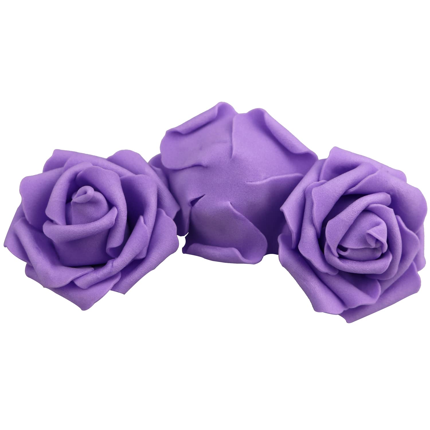 300Pcs 2 Inch Real Touch Artificial Rose Head, Diy 3D Artificial Flowers For Wedding Bouquets, Room Decoration (Purple)