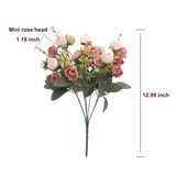 7 Branch 21 Mini Rose Heads Artificial Flowers Bouquet Wedding Home Office Decor,Pack Of 2 (2 Pcs Pink)