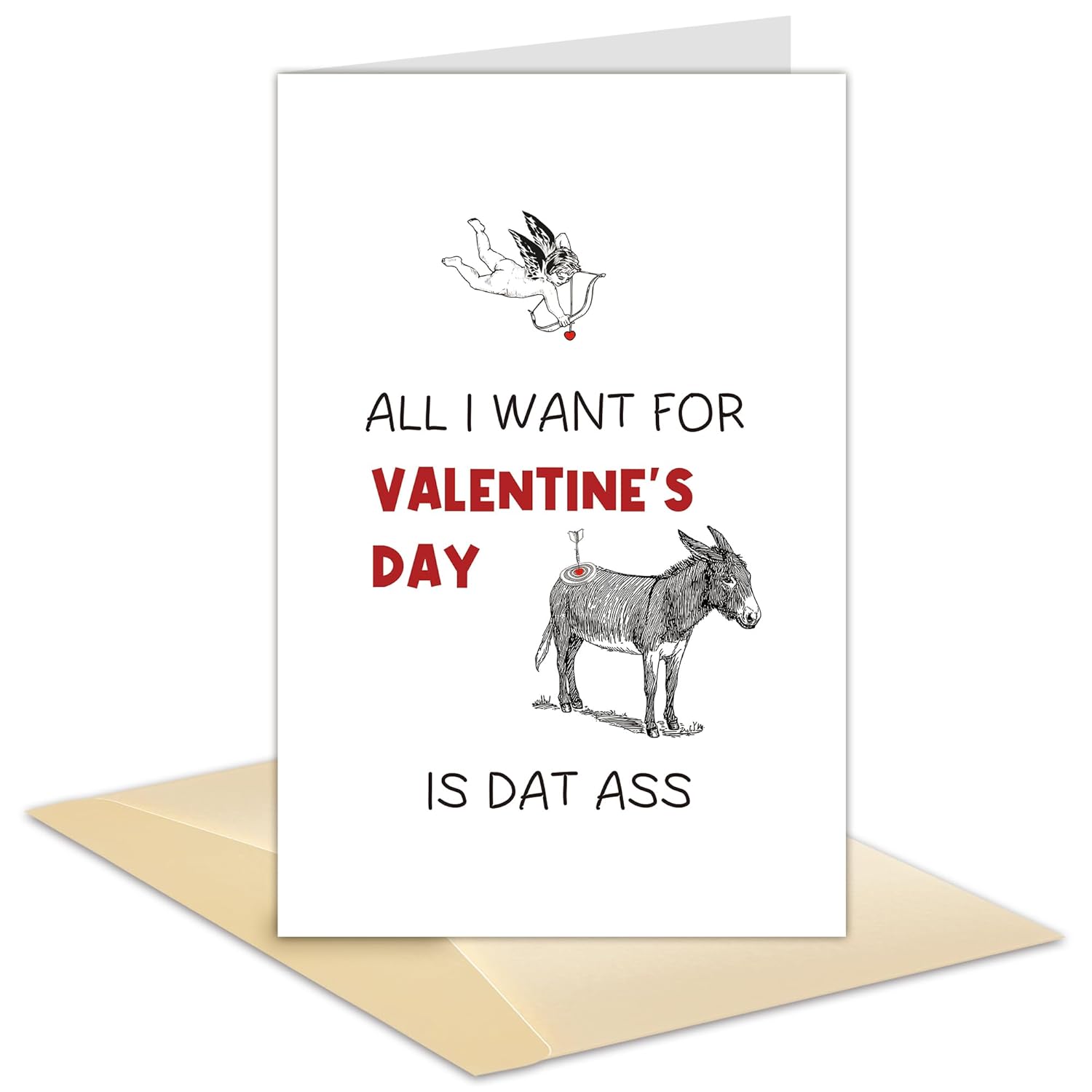 Raunchy Valentine'S Card For Boyfriend Girlfriend, Funny Donkey Inspired V-Day Card For Him Her, Jokey Dat Ass Valentine'S Day Gift