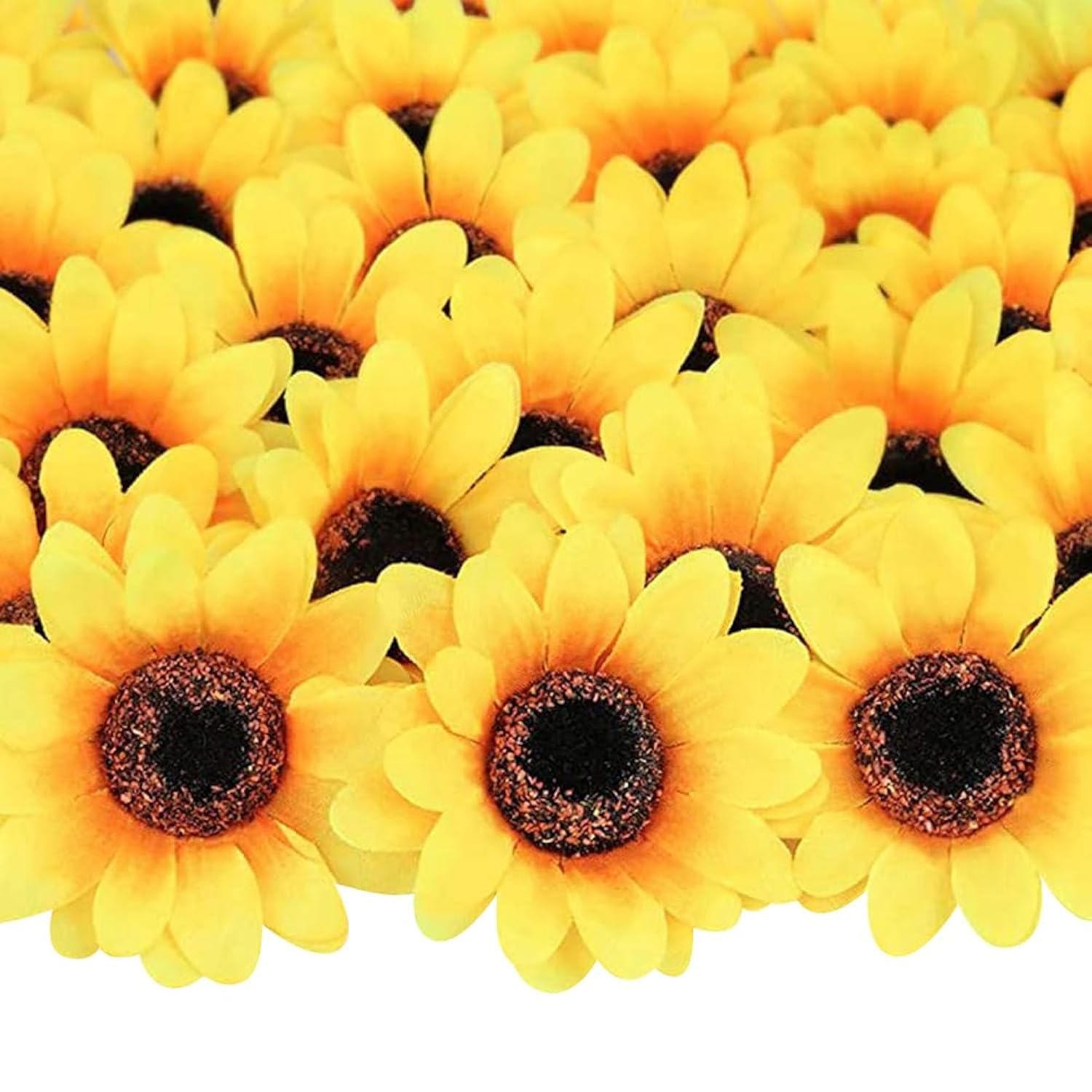 25 Pcs Small Fake Sunflower Heads Faux Yellow Flower Heads Fabric Daisy Flowers Decorative Party Sunflowers Mini Artificial Daisies Craft Floral Flowers