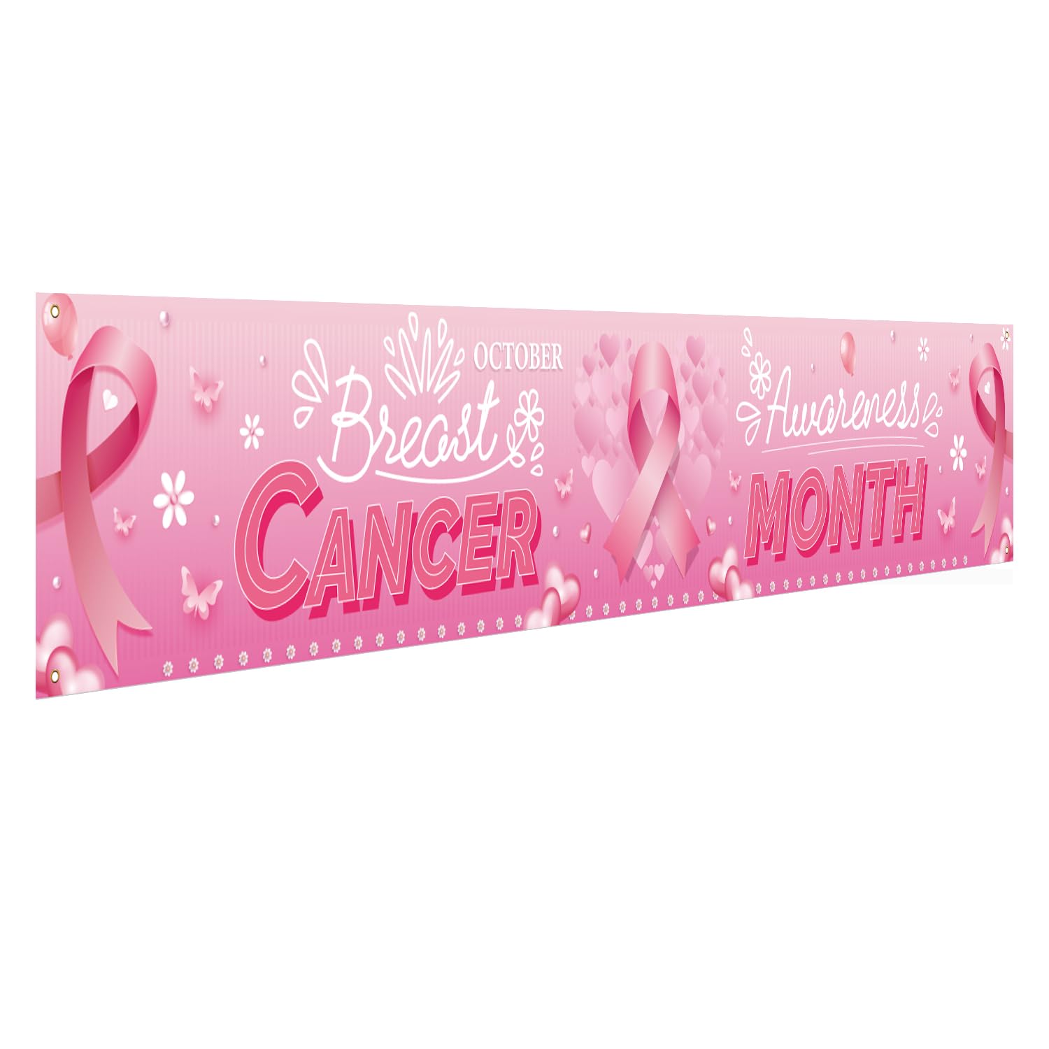 Breast Cancer Awareness Month Decorations, Breast Cancer Awareness Banner, Breast Cancer Awareness Decorations Outdoor Banner for Home or Office, 118 x 20 Inch