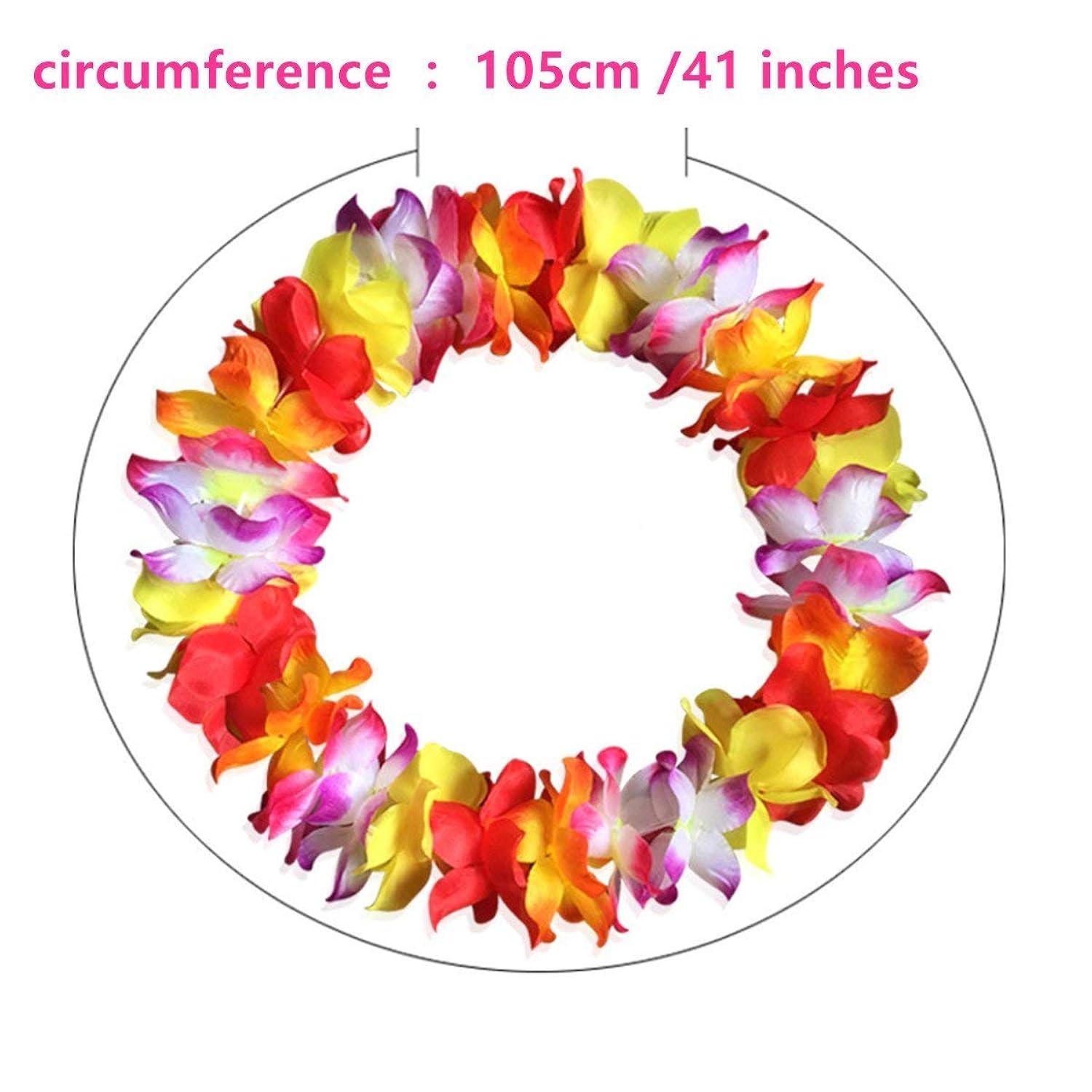 4 Pcs Thicken 41 Inch Hawaiian Leis, 4 Color Lei For Graduation Party, Dance Party, Photo Prop In Outdoors(4Pcs 4Color)