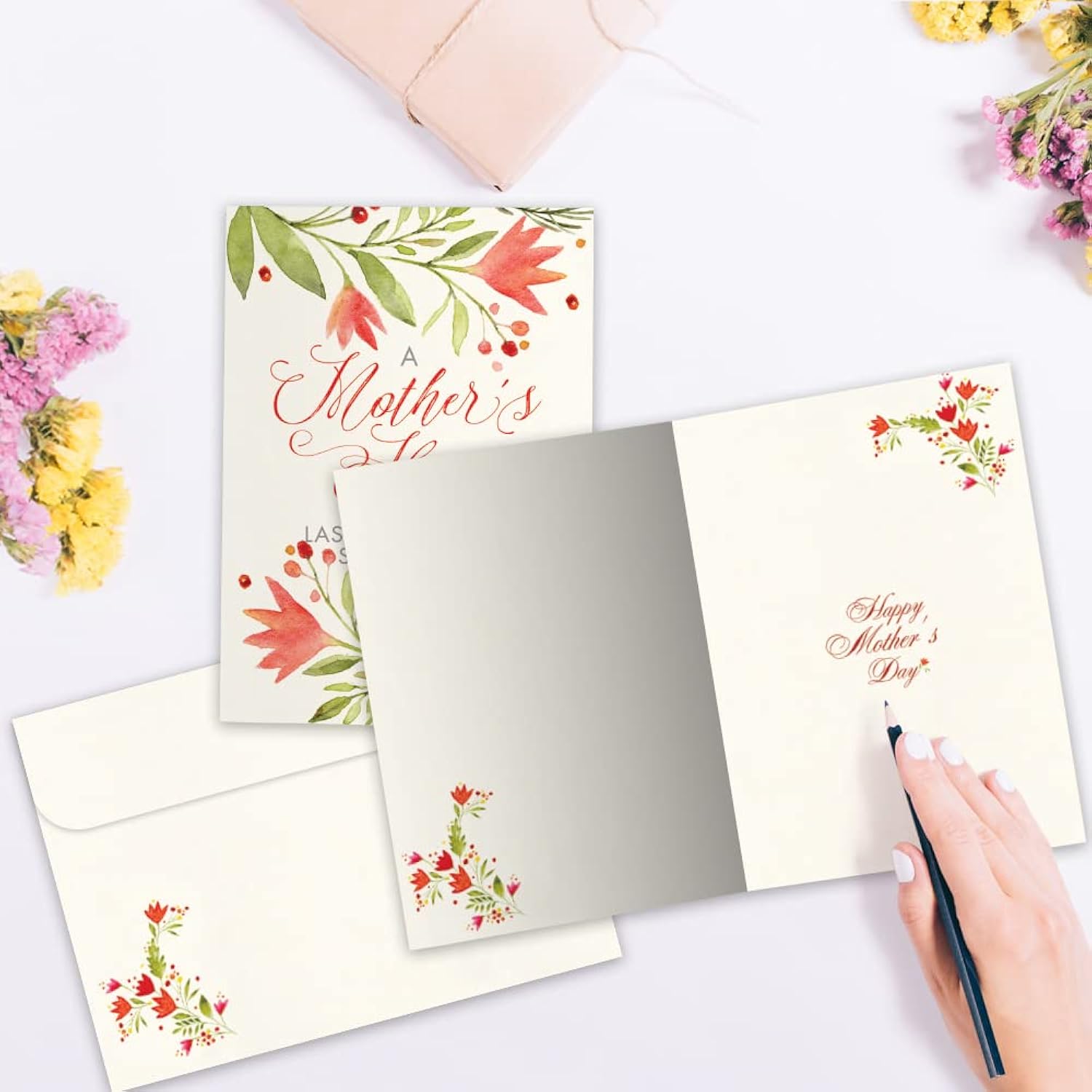 Tree-Free Greetings - Mother's Day Cards - Artful Designs - 8 Assorted Cards + Matching Envelopes - Made in USA - 100% Recycled Paper - 5 x 7 - Floral Mother's Day (GA54277)