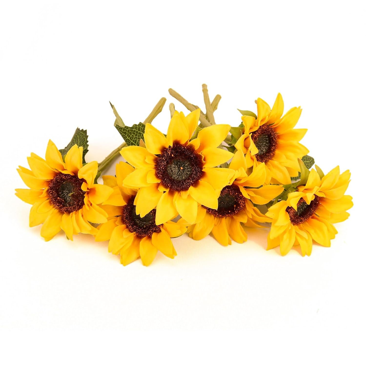 6Pcs Artificial Flowers Sunflowers Bouquet, Faux Flowers With Stems Fake Sunflowers Bulk For Wedding Floral Arrangement Home Party Office Indoor Outdoor Fall Autumn Decor