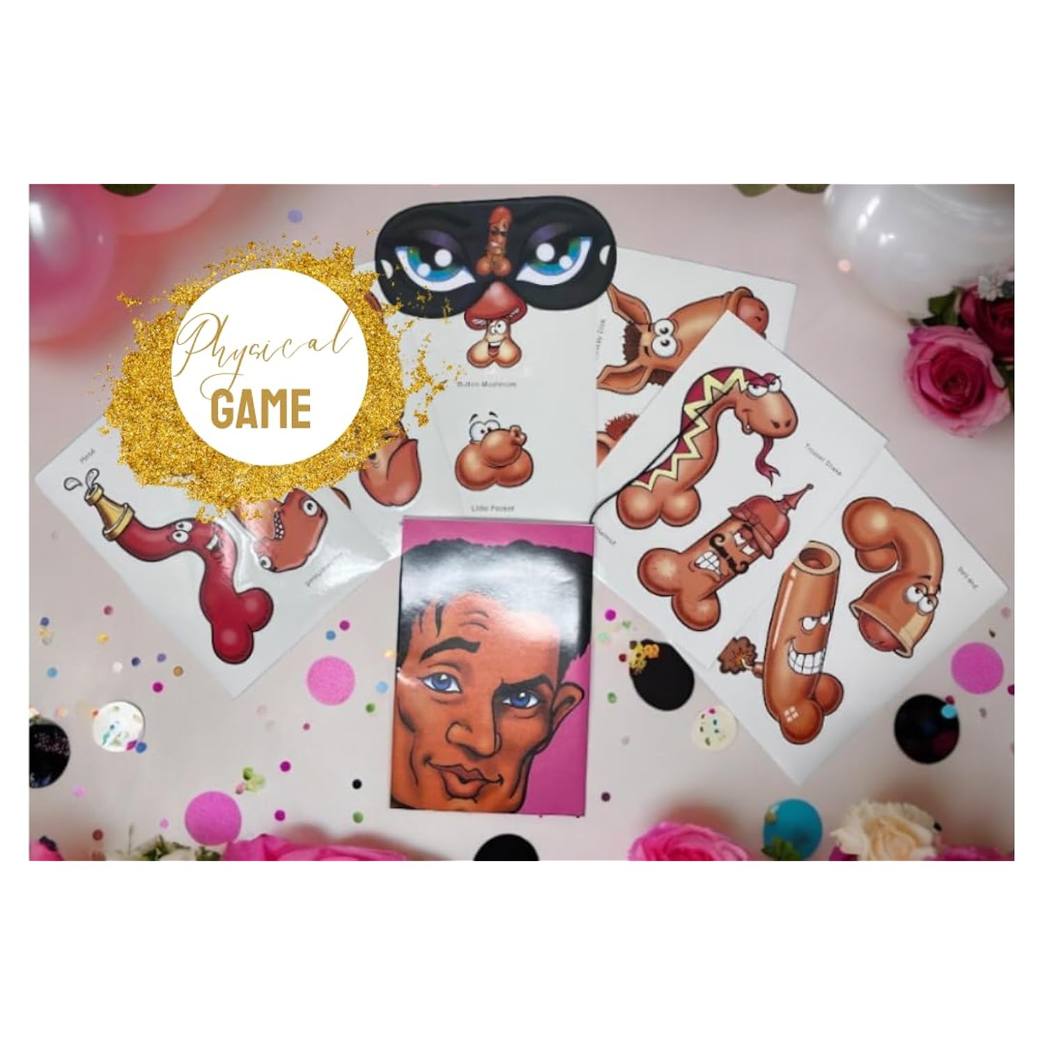 Game- Pin The Hunk, Poster Board, 12 Stickable Piece, Blindfold, Non-Stop Laughs Included