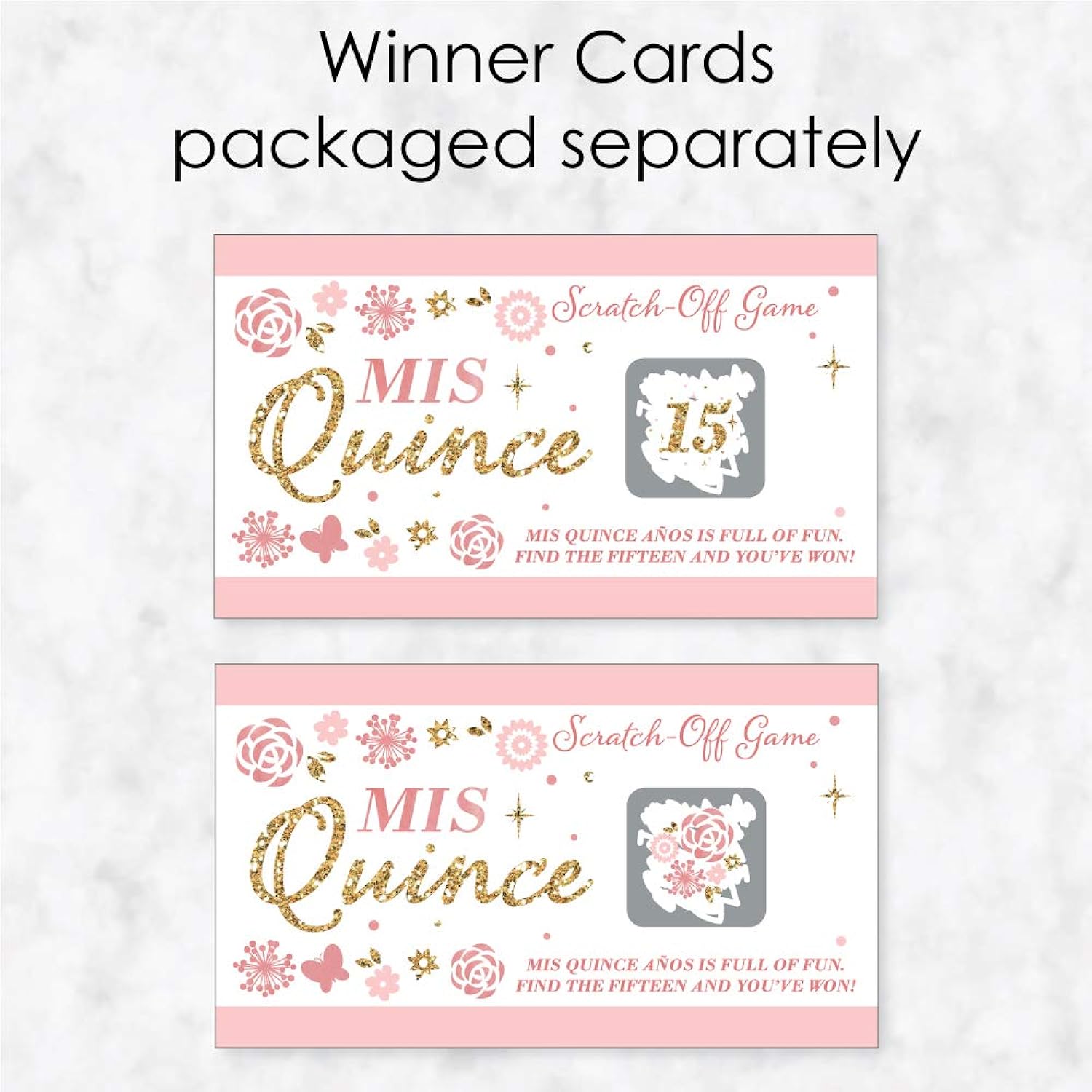 Big Dot of Happiness Mis Quince Anos - Quinceanera Sweet 15 Birthday Party Game Scratch Off Cards - 22 Count