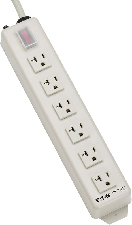 Heavy Duty 20 Amp Power Strip 6 Outlet Metal Under Desk Wall Mount 6Ft Cord TLM615NC20