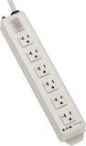 Heavy Duty 20 Amp Power Strip 6 Outlet Metal Under Desk Wall Mount 6Ft Cord TLM615NC20