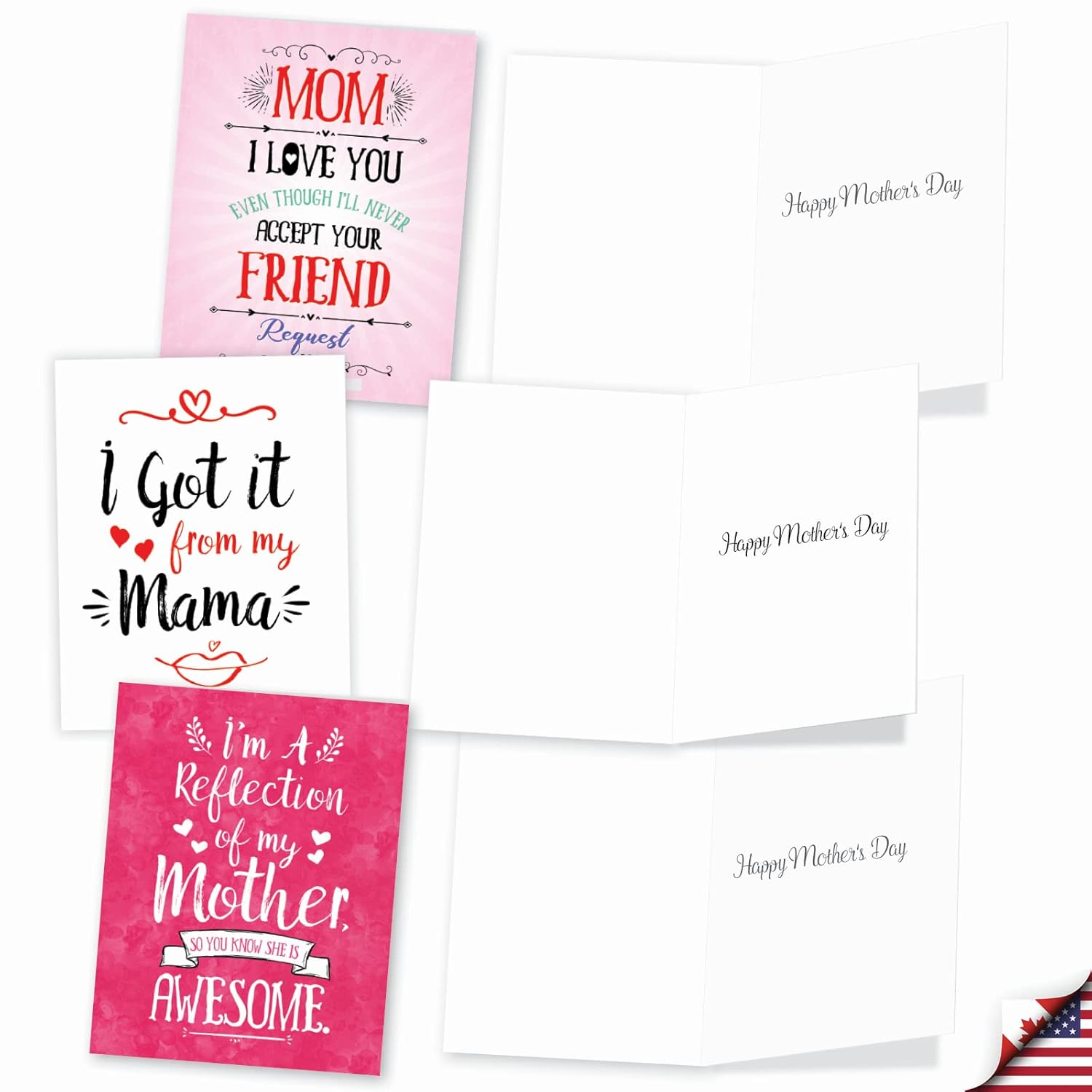 - 20 Assorted Mother'S Day Humor Cards Boxed Stationary Set, With Envelopes (4 X 5.12 Inch) - Loving Small Note Card Set - Mom Notes Am3138Mdg-B2X10