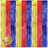3-Pc Red, Blue & Gold Door Streamer Curtains Birthday Party Backdrop