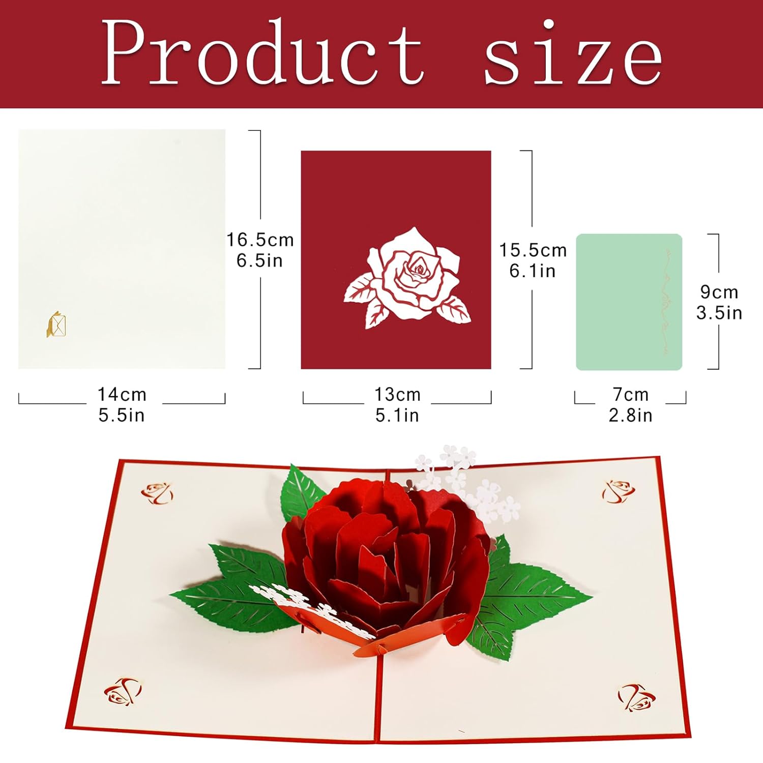 A Big Rose Pop Up, Paper Flower Bouquet Greeting Card With Blank Note Card & Envelope, Gift For Celebrate Love, Birthday, Anniversary, Valentine'S Day, Wedding, Engagement, Bridal Shower