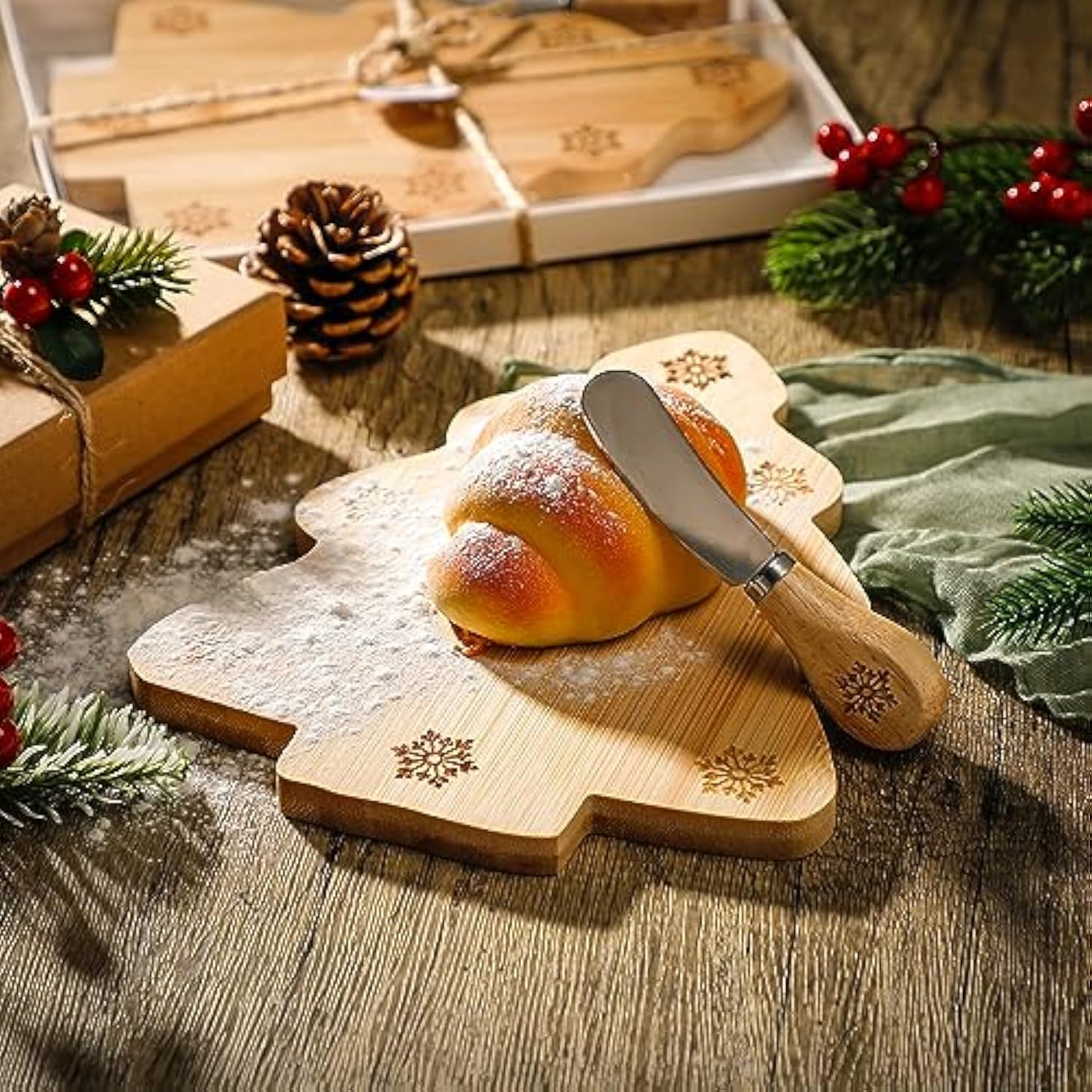6 Pcs Christmas Tree Cutting Board,Christmas Tree Charcuterie Board For Kitchen,Christmas Tree Shaped Wood Cutting Board,Christmas Wooden Serving Tray,Christmas Decoration Charcuterie Boards
