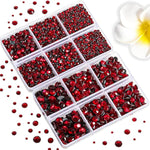 6736Pcs Hotfix Rhinestones Flatback,Red Rhinestones For Crafts Clothes Mixed 5 Sizes, Hotfix Crystals With Tweezers And Wax Pencil Kit, Ss6-Ss30,Siam