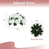 Artificial Flowers Ball Wedding Centerpieces, 10" Large Pure White Flower Garland Center Piece, 10 Pcs Fake Flowers, 15 Heads Plastic Roses With Base, Silk Flowers For Party, Home Décor