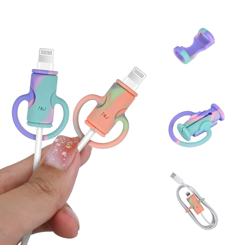 Data Cable Protector For Iphone Android Usb Cable,2 Pcs Cute Rainbow Color Des