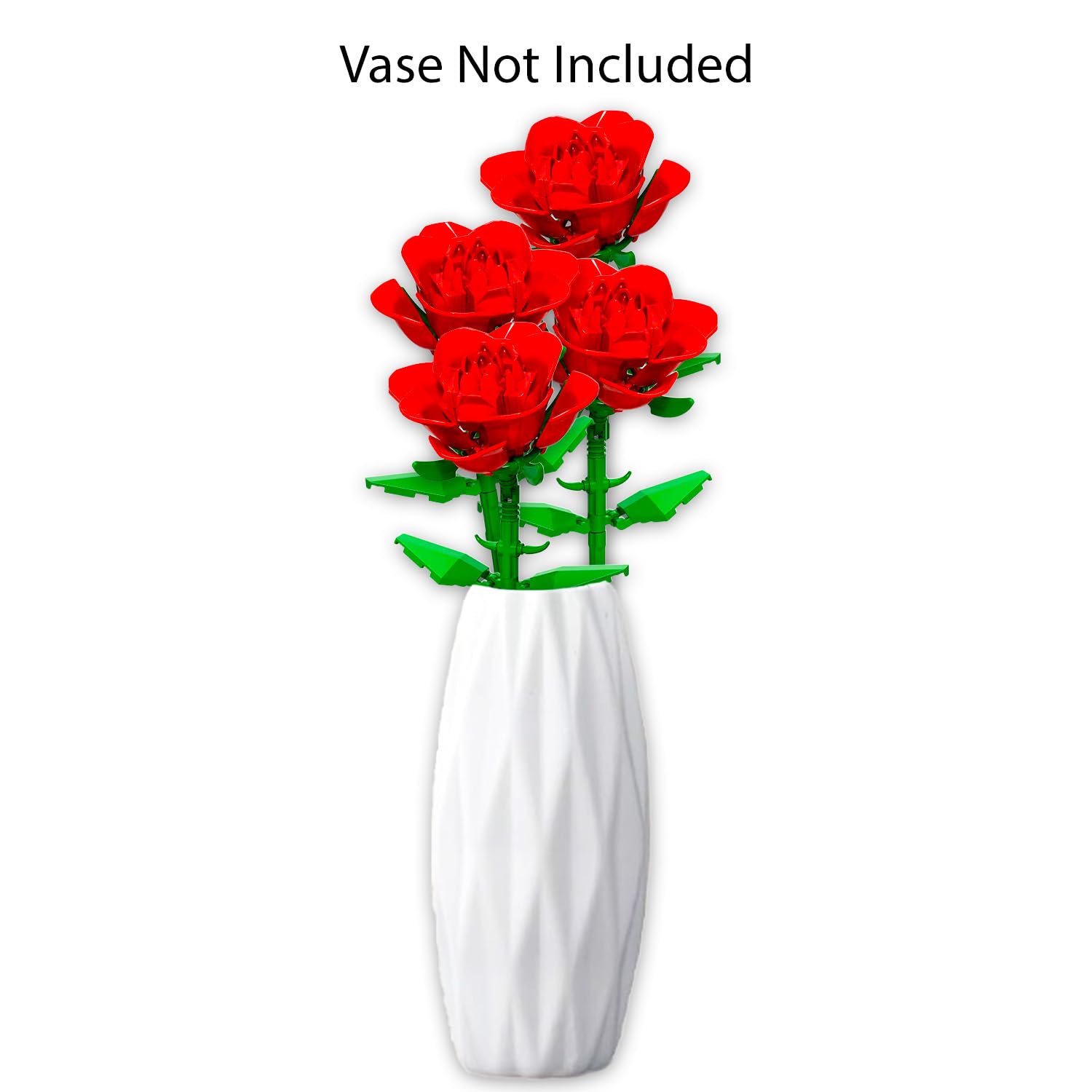 Valentines Day Rose Bouquet Set - Bundle With 4 Bricktanicals Floral Arrangement Artificial Flowers Diy Bouquet Plus Stickers | Botanical Collection