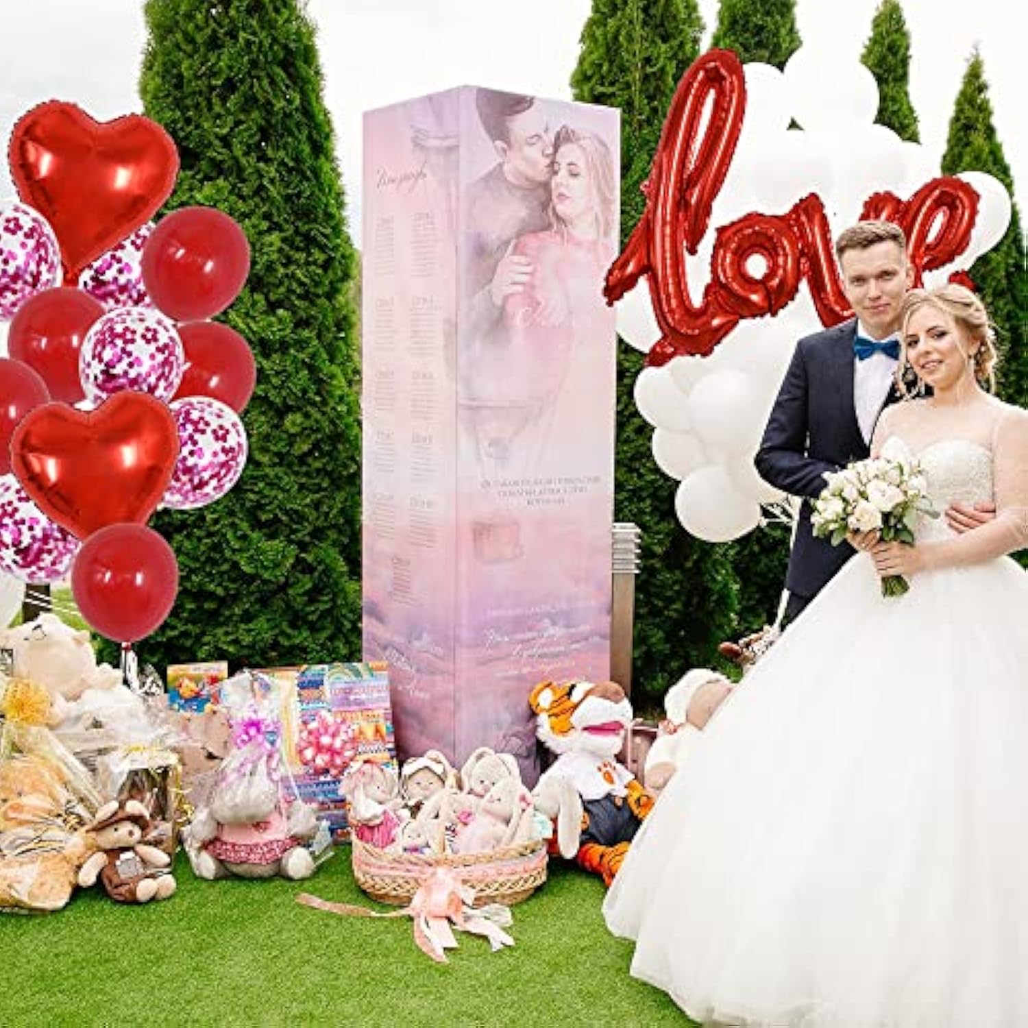 42 Inch Large Red Love Foil Balloons, Pack Of 13, Mylar Foil Love Ball