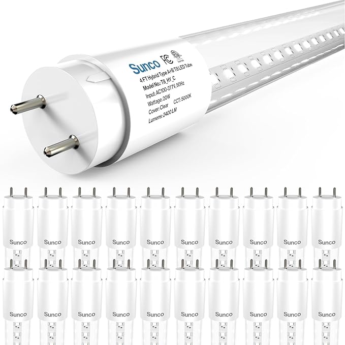 20 Pack 4FT T8 LED Tubes 20W 2400LM 5000K Type A B Plug and Play Ballast Bypass Replacement