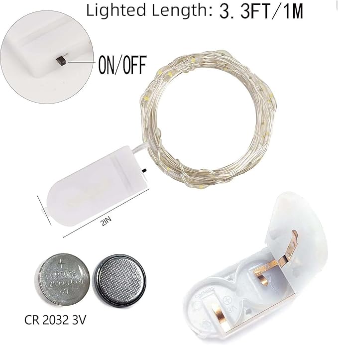 6 Pack Battery Operated Fairy Lights 3.3FT 10 LED Silver Wire Firefly String Lights for Mason Jars DIY Crafts Wedding Party Centerpiece Christmas Table Decoration Mini Twinkle Lights