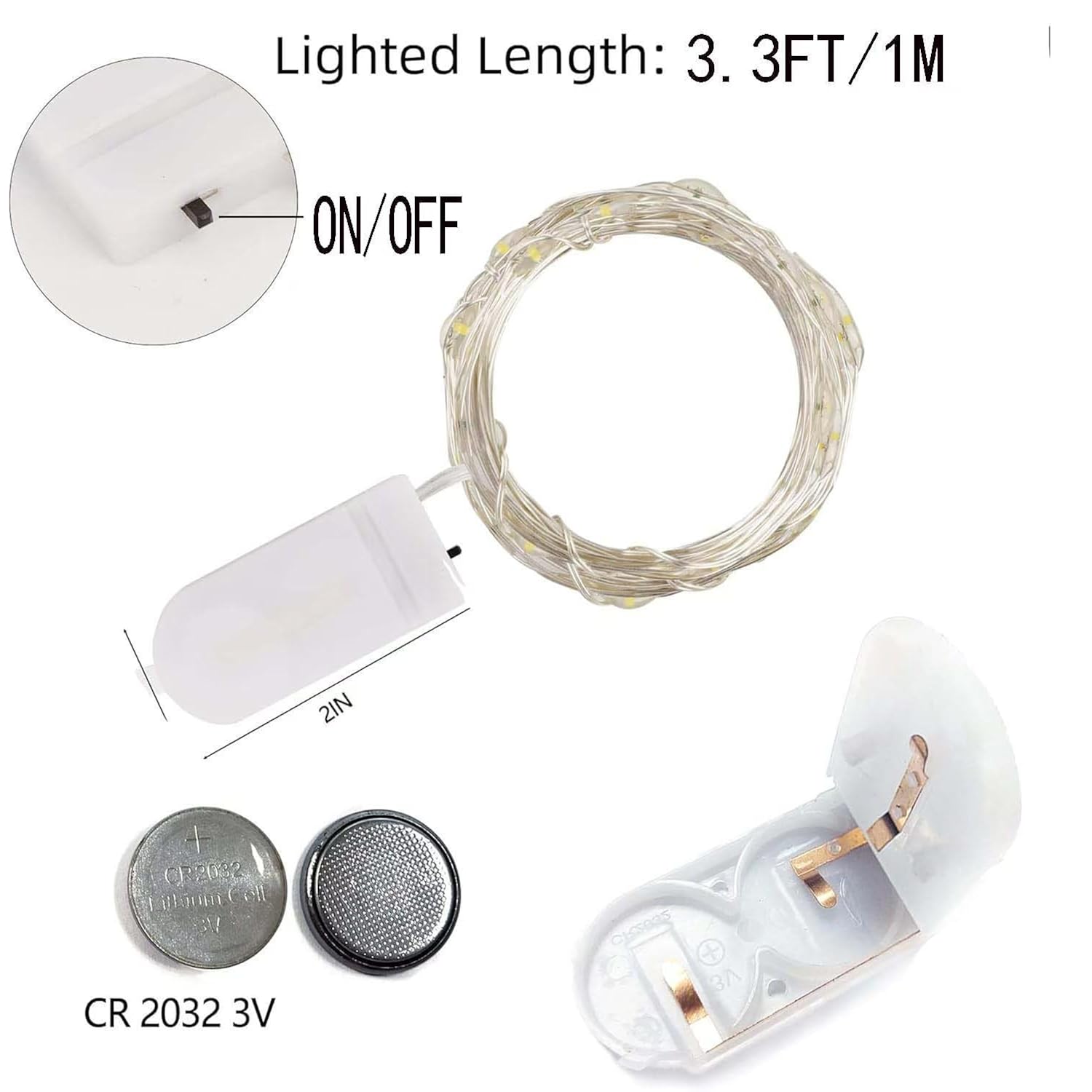 6Pack Fairy Lights Battery Operated -3.3Ft 10 Led Silver Wire Firefly Mini Lights For Mason Jars Diy Crafts Christmas We