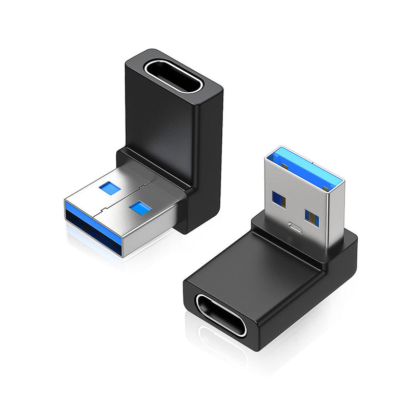 2 Pack Right Angle Usb A To Usb C Adapter, 90 Degree Up And Down Angle Usb 3.0