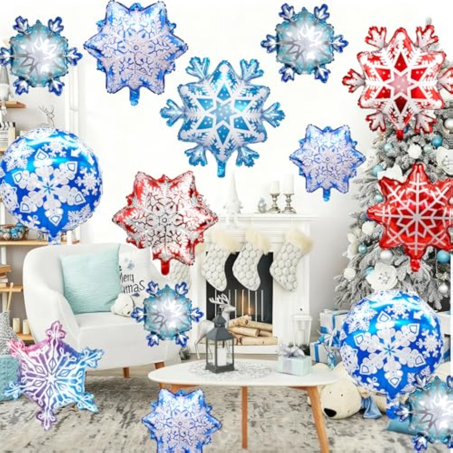 16Pcs Winter Snowflake Foil Balloons for Birthday Wedding Christmas Party