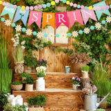 4 Pieces Spring Garland Banner Decorations, Pastel Felt Pompom Garland Hello Spring Daisy Flower Banner For Indoors Decorating Mantel Tree Party Decorations
