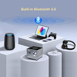 8K/4K Mini Projector, 5G WiFi, Bluetooth, Electric Focus, Portable, LED