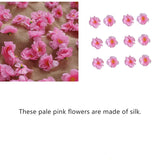 Artificial Silk Cherry Blossom Flowers Heads, 50Pcs Artificial Cherry Blossom Flower, Cherry Blossom Fake Silk For Bridal Hair Clips Headbands Dress Diy Accessories Wedding Party(Pink)